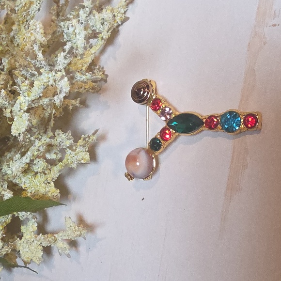 Betsey Johnson Jewelry - Nwot Letter Y Initial Name letter Jeweled Multicolor Brooch Personalized Gift